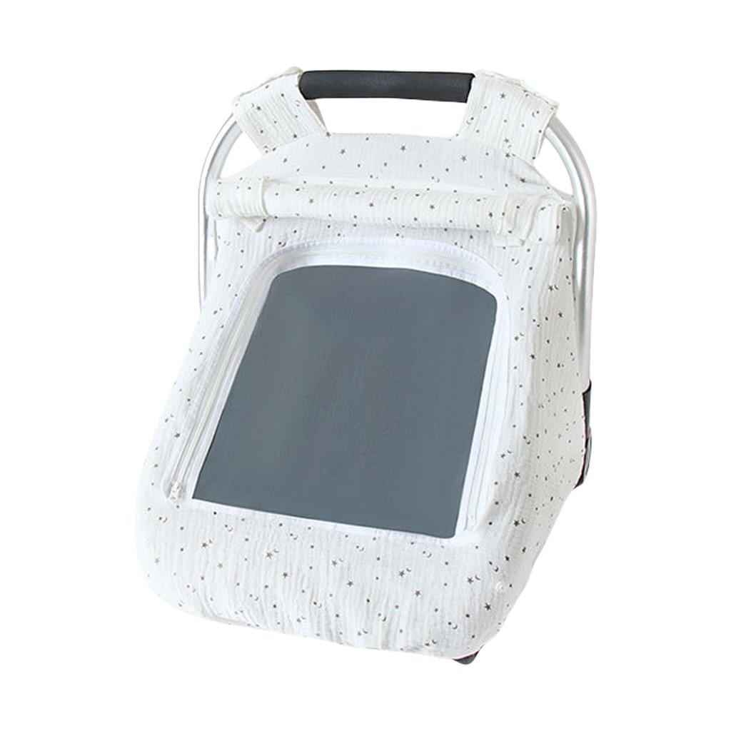 Infant Car Seat Canopy with Breathable Window Baby Strollers Cover for Boys and Girls Windproof Basket Sunshade