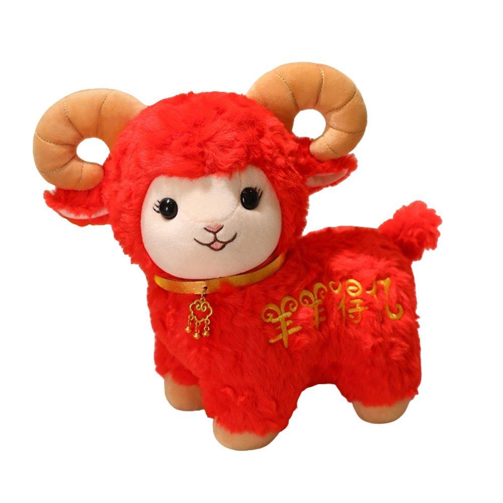 Horn Sheep Plush Toy Red Plush Year of the Sheep Mascot Gifts Plush Goat Toy Festive Gift