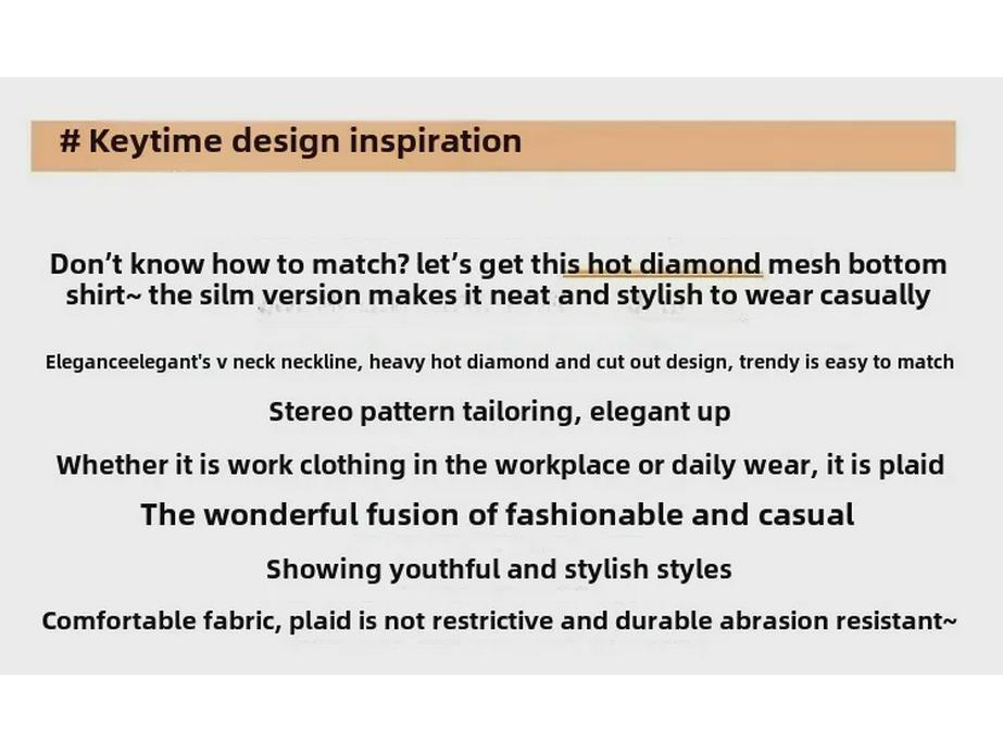 Autumn 2022 Fashion: Slim Fit V-Neck Long-Sleeve Women's Top with Mesh and Sparkling Detailing