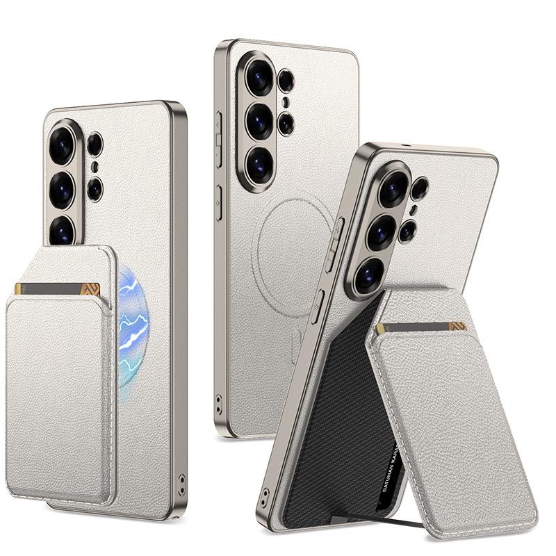 Samsung S26ultra Mobile Phone Case Split Magnetic Card Bag Bracket Magnetic Adsorption MagSafe Leather Case