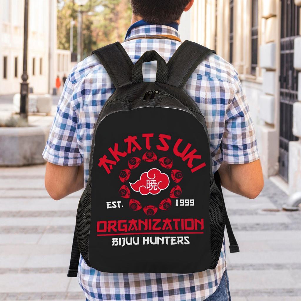 Personalisierter N-Naruto Akatsuki Rucksack Damen Herren Grundlegender Schulrucksack für Schule College Anime Taschen