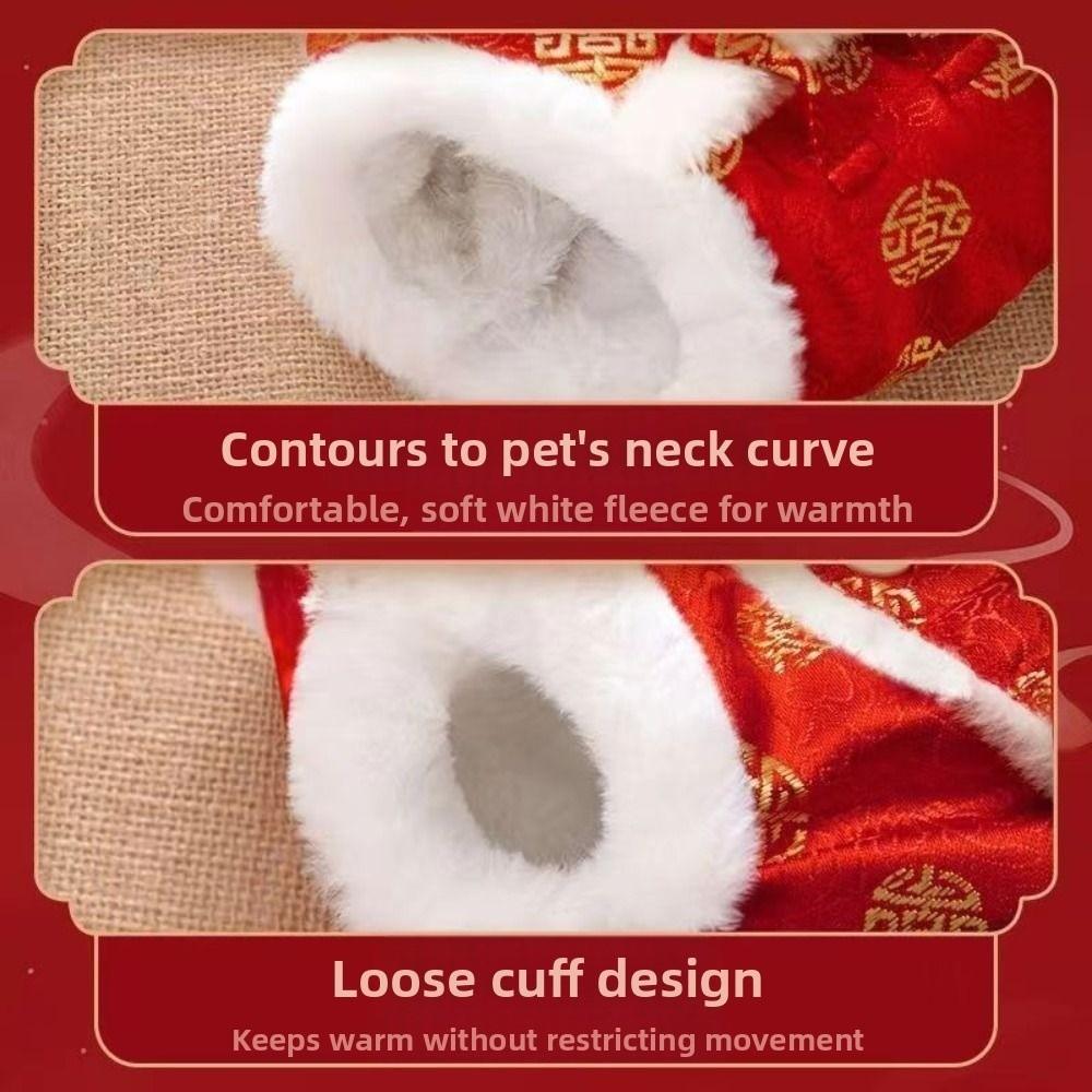 Fashion Chinese Style Cat Cotton Clothes Thickened Soft Dog Vest Coat Comfortable Warm Pet Tang Clothing New Year Celebration