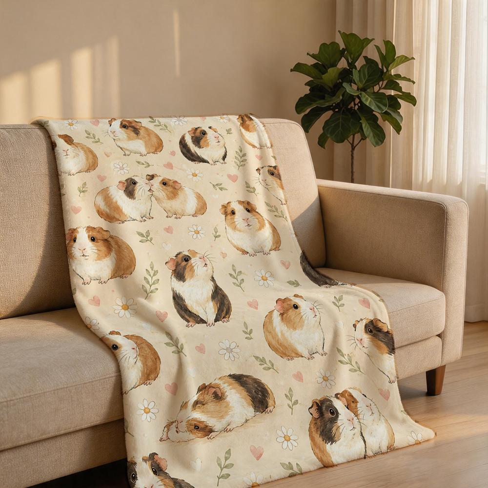 Fluffy Hamster Set Throw Short Plush Throw Blanket Soft Skin-Friendly Multi-Scene Home Office
