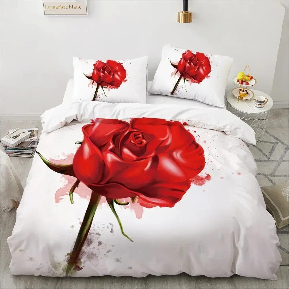 Pink Rose Flowers Bedding CollectionDuvet Cover Comforter Bed Collection Quilt Cover PillowcaseKing Queen Twin Size Boys Girls Adultse