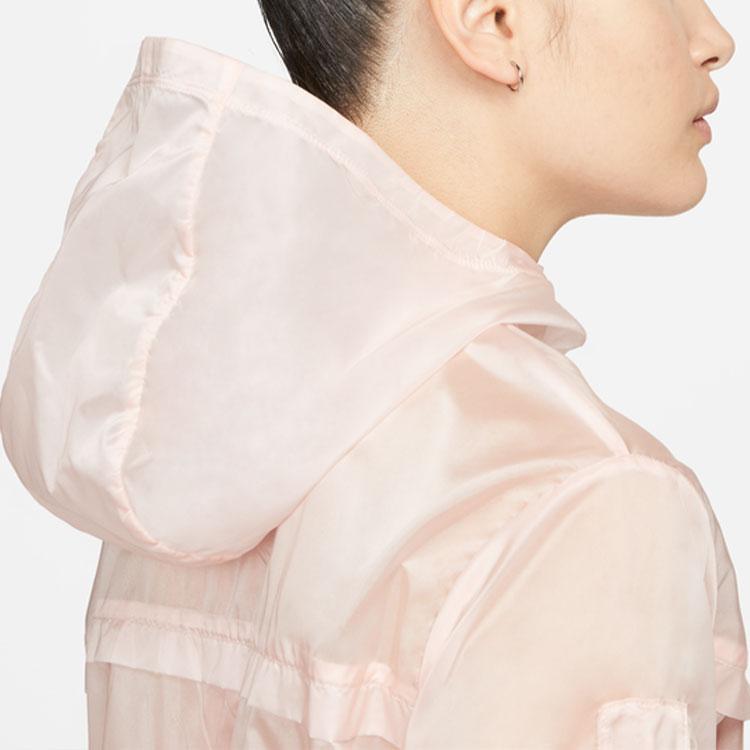 Nike Tkaná sportovní běžecká tréninková bunda s kapucí Dámské bundy Světle růžová DM7756-610