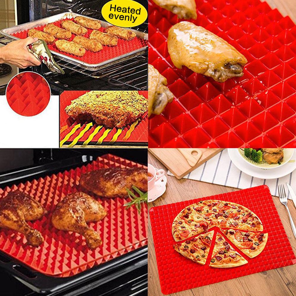 40x27 ס"מ תבנית אפייה פירמידה אדומה ברביקיו Nonstick מחצלת סיליקון מגש ברביקיו תנור מיקרוגל