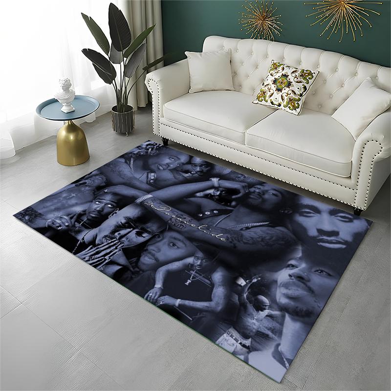 Rapper Eminem Tupac 2pac Hip Hop Rap God Carpet Rug for Playroom Bedroom Living Room Sofa Home Decor,kid Area Rug Non-slip
