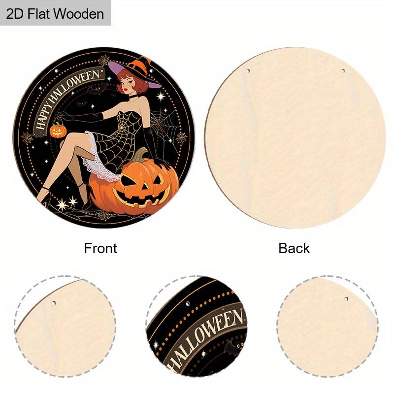 Wooden Happy Halloween Sign with Witch & Pumpkin Pattern - Unique Figurine Ornaments - Ideal for Front Door, Yard, Porch, Room Decor