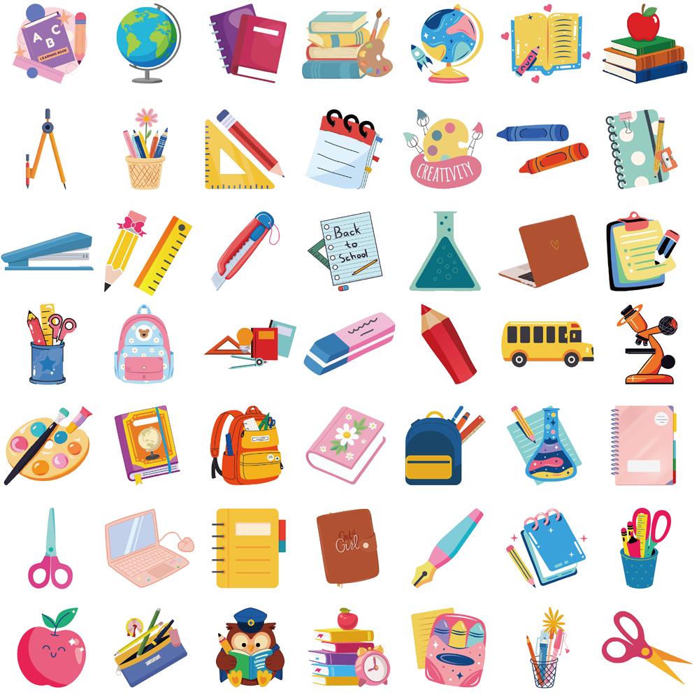 50PCS Back To School Stickers Guitar Scrapbooking Waterproof Funny Coffee Graffiti Laptop Wall Material Bicycle Car Decals