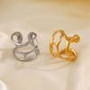 Stainless Steel Irregular Rings Vintage Geometric Metal Lava Open Rings for Women Hollow Cool Punk Finger Ring Jewelry Gifts