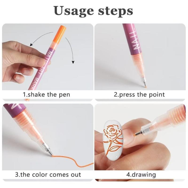 12Color Nail Art Pens Precise Acrylic Marker For Detailed Outlining Polish Pen For DIY Enthusiasts Salon Professional
