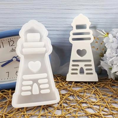 DIY Love Lighthouse Plaster Silicone Mold Candle Holder Desktop Ornament Cake Baking Epoxy Resin Mold Home Crafts Decoration