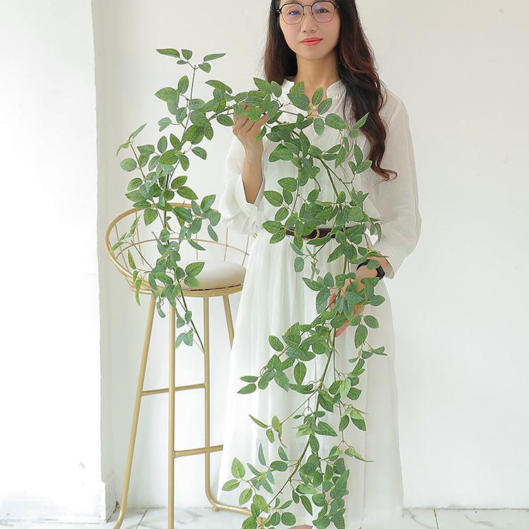 Luxurious Staircase Decor: Bionic Green Rose Vines & Leaves