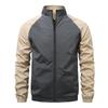 European and American Men's Stand-up Collar Jacket: Autumn/Winter Color Block Casual Coat