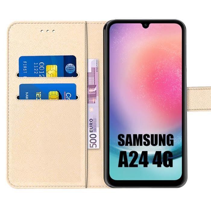 Coque pour samsung galaxy a24 - booling - cuir synthétique doré - anti-rayures - protection 360 degré
