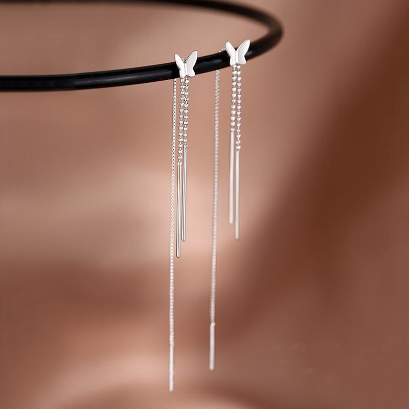 Trendige Lange Draht Quaste Fadenkette Climb Stern Herz Perlen Anhänger Hängeohrringe Damen Strass Accessoires Schmuck