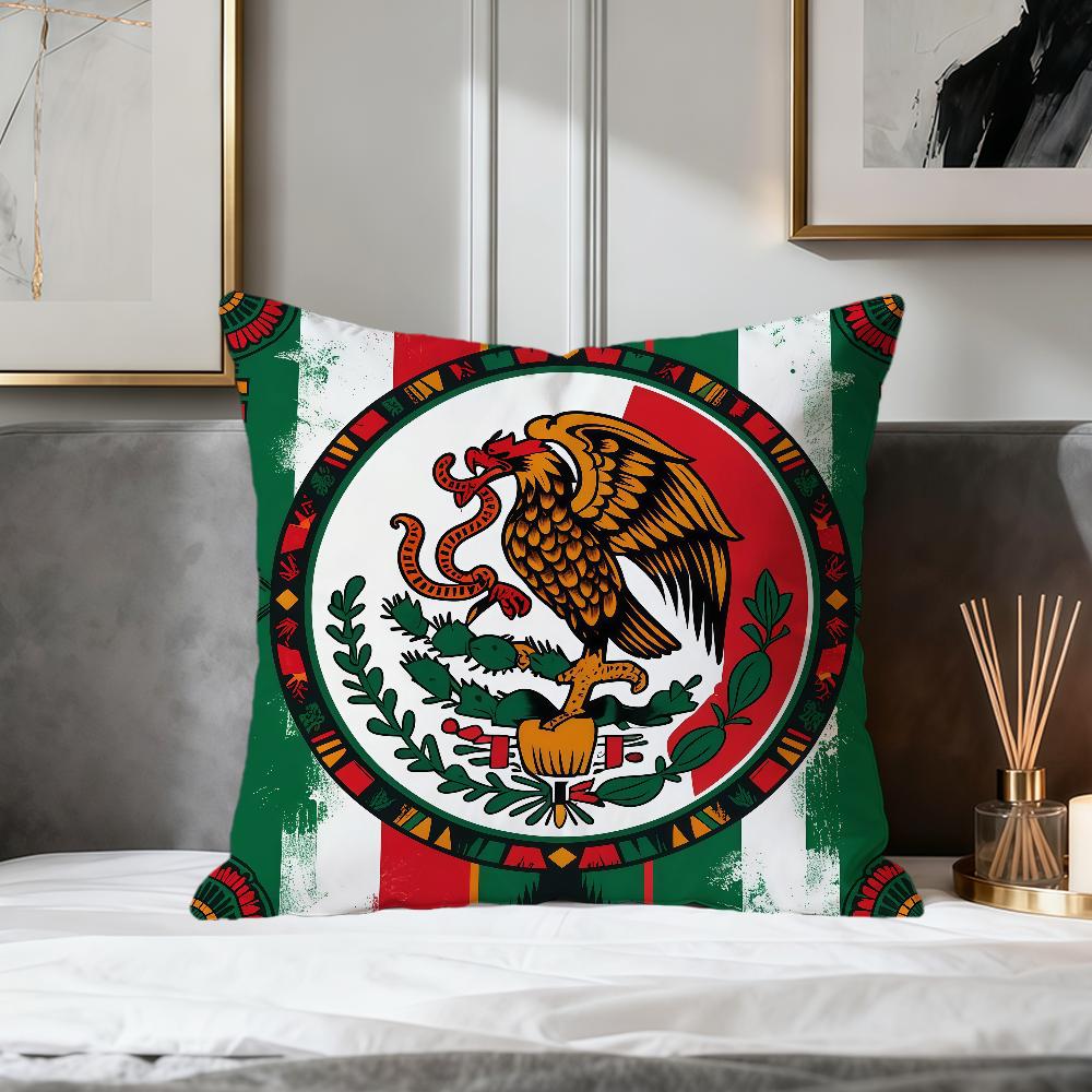 Retro Color Viva Mexico Art Pattern Soft Pillowcase for Sofa Living Room Home Decor Protective Covers Party Hogar Pillowcover