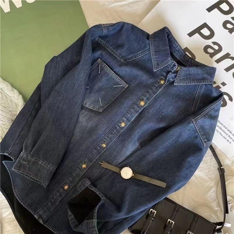 Denim Jacket Women Winter Padded Warm Shirt Double Layer Vintage Padded Warm Jacket