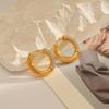Ying Tai 18K Gold-Plated Stainless Steel Hoop Earrings with Diamonds - European & American Style
