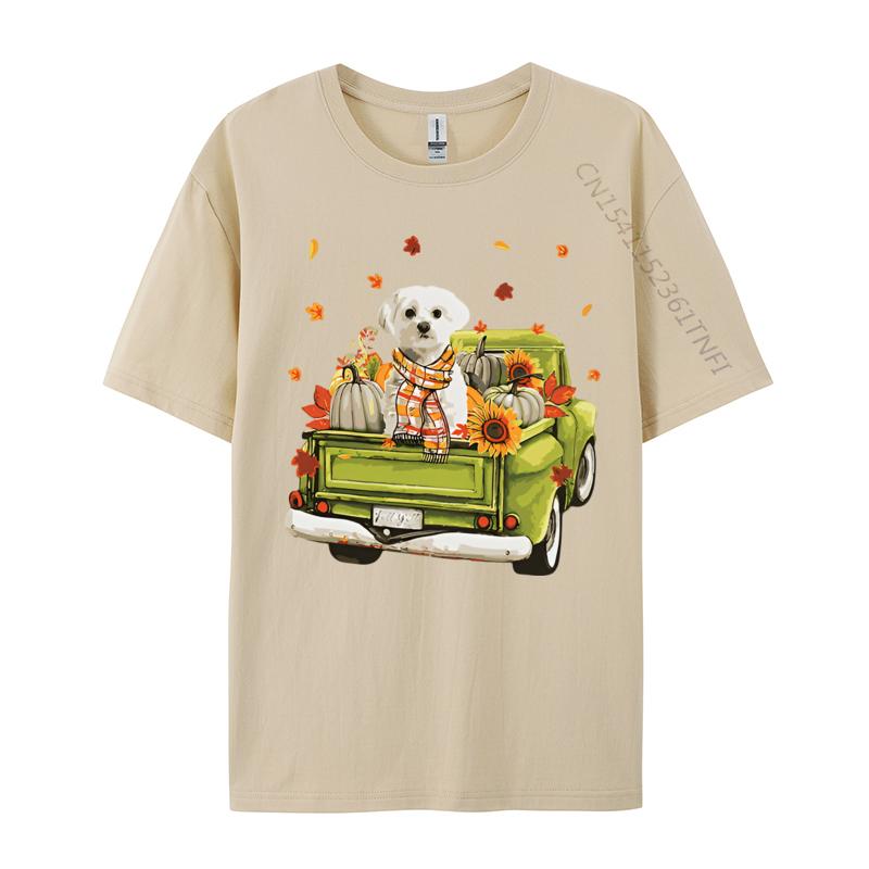 Party Happy Fall Yall Maltese Dog On Truck Tshirt Top Tshirts Rife Tops  Tees Cotton Men Cute Style Cotton Graphic Tees