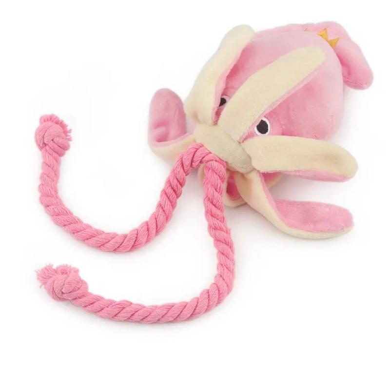 1Pcs Squid Puppy Pet Dog Chews Cute Pink Teeth Cleaning Toy Plush Rope Squeak Safety Material Bite Resistant