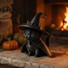 Small Sculpture for Study Room Gothic Witch Hat Black Cat Figurine, 3D Printed Wizard Cloak Kitten Versatile Soft Furnishing Statue, Spooky