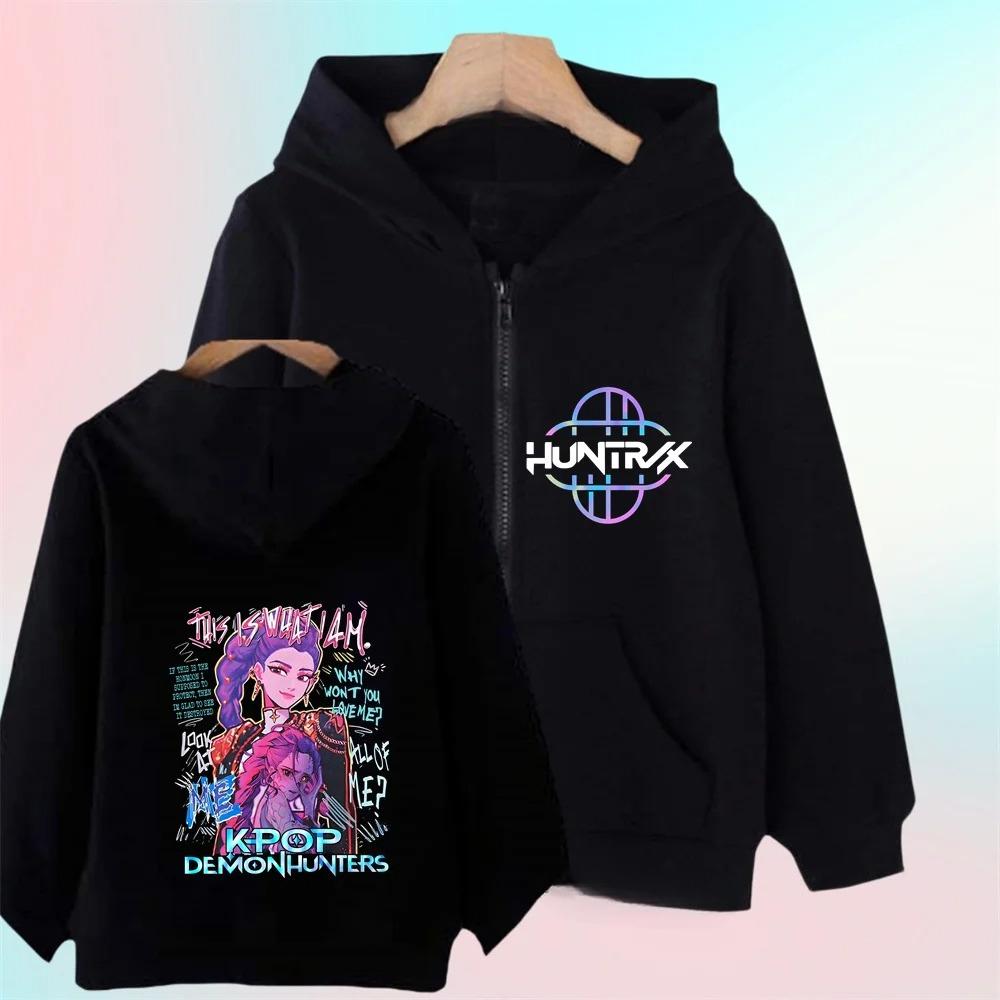 Kpop Demon Hunters Zip Up Hoodie Girls Boys Fashion Long Sleeves Loose Casual Zipper Sweatshirt
