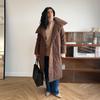 Winter Oversized Warm Long Cotton Padded Coats Women Loose Belt Quilted Parkas Jackets Thicken  Lace Up Single Breasted Overcoat