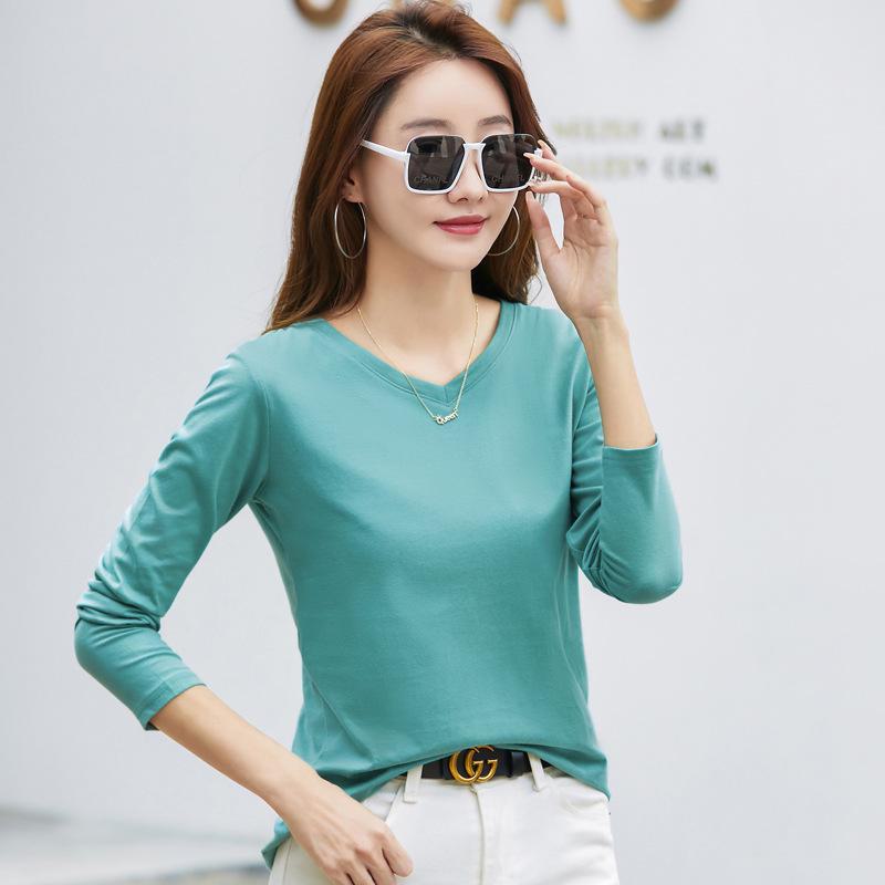 Damen-T-Shirt mit Rundhalsausschnitt und langen Ärmeln in Übergröße – Einfache Basisschicht für Herbst und Winter