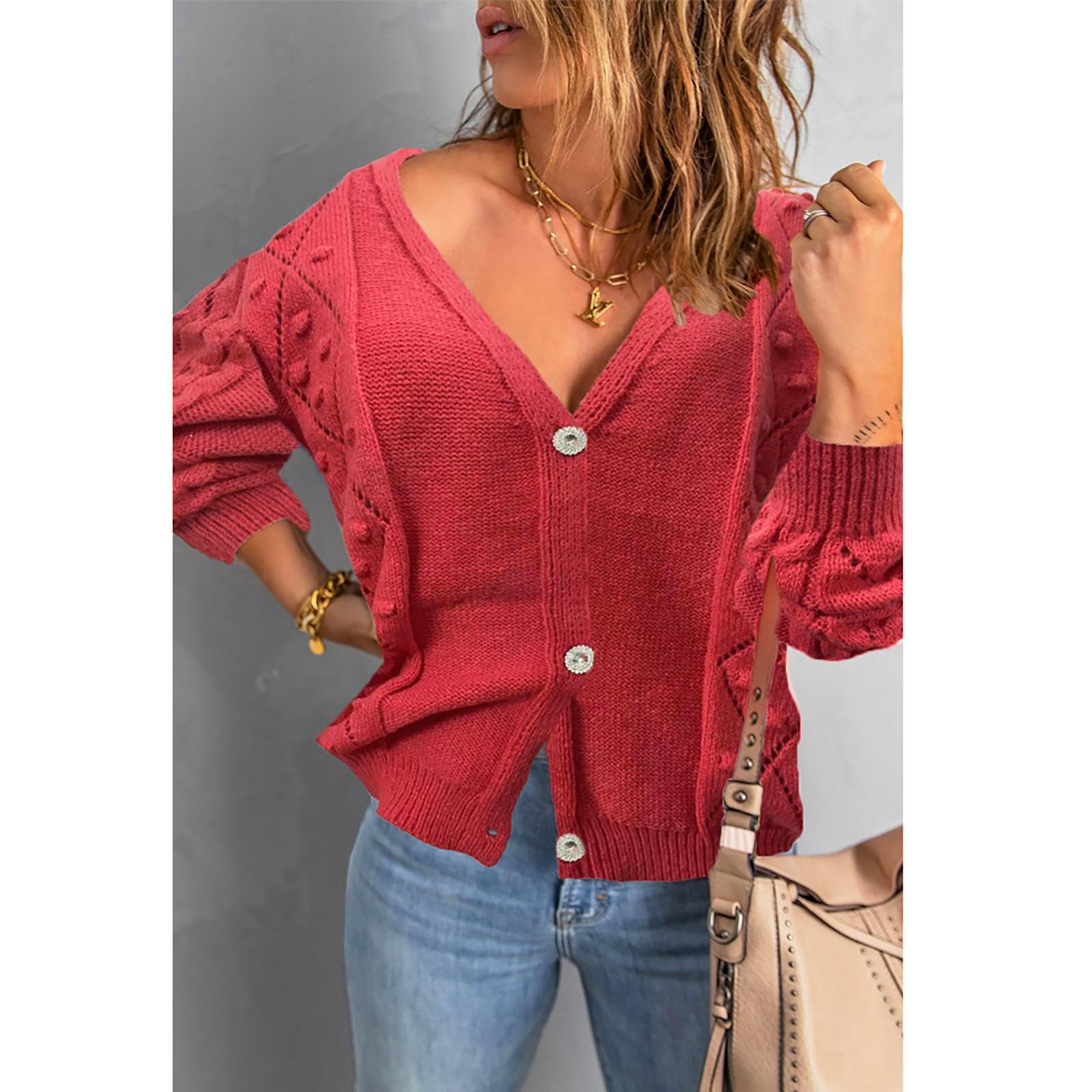 

Женский кардиган, однотонный вязаный свитер, вязаный свитер с v-образным вырезом, куртка XL