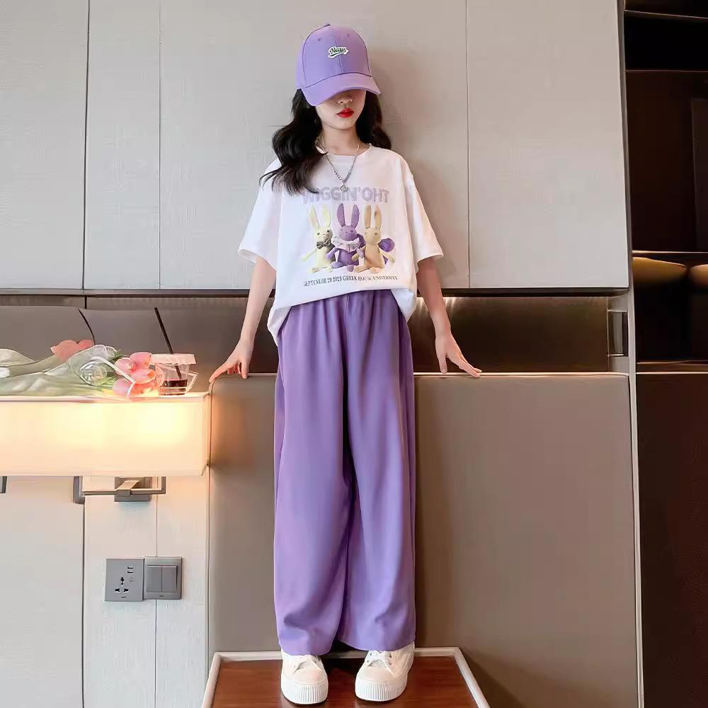 Summer Teenage Girls Clothes Set Summer Children Girl T-shirts and Pants 2 Pieces Suit Kid Top Bottom Outfits Tracksuits
