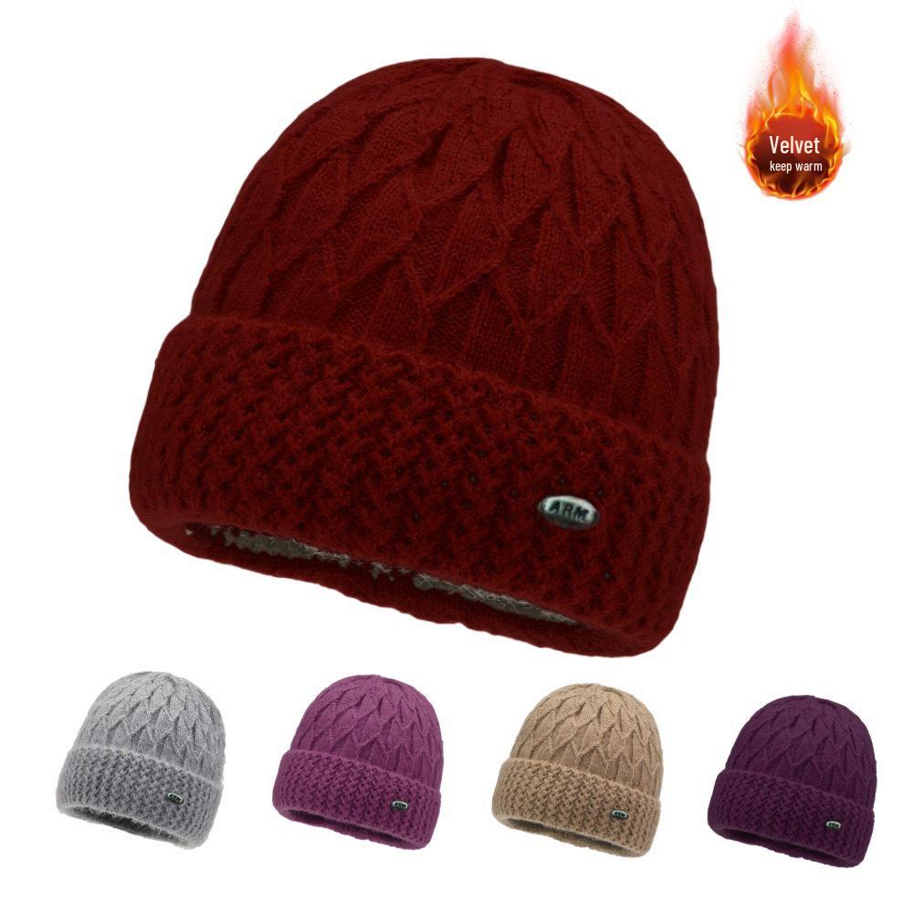 Plush Thickened Woolen Winter Pullover Hat for Middle-aged and Elderly