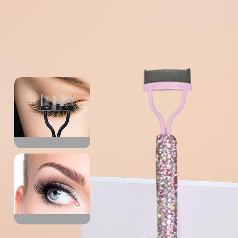 

Разделитель ресниц Diamond Металлические зубчики Прямая завивка ресниц Красота Макияж Нержавеющая сталь Щетка для ресниц Расческа Завивка Инструмент для макияжа розовый