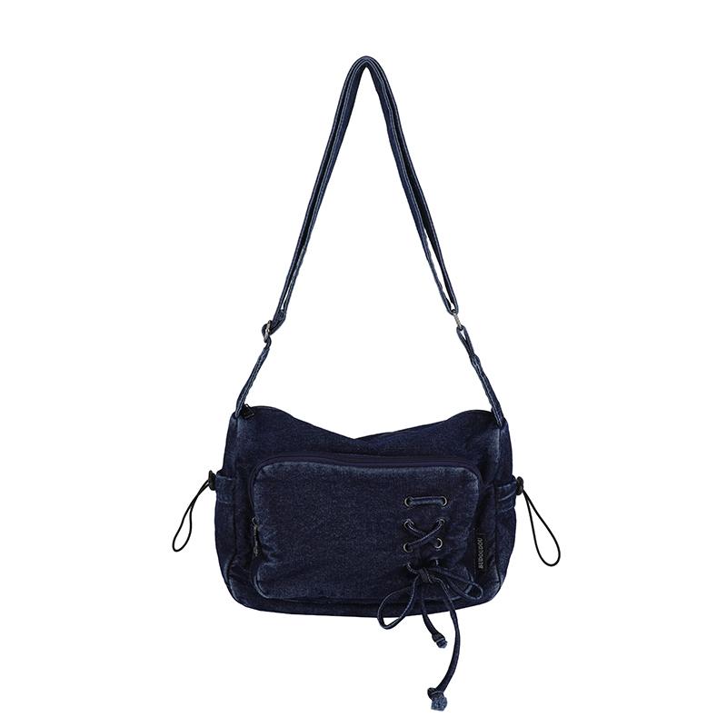 

Джинсовая сумка кроссбоди женская сумка подмышку многокарманная сумка на плечо темно-синий