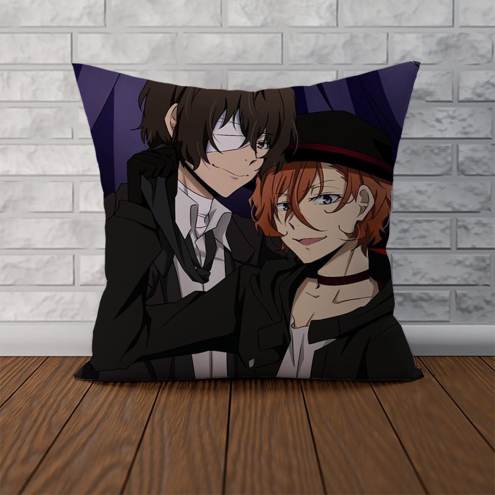 Bungo Stray Dogs Kissenbezug für Auto Sofa Dekoration Zuhause Zweiseitiger Druck Plüsch Quadratisch Wurfkissen Kissenbezug