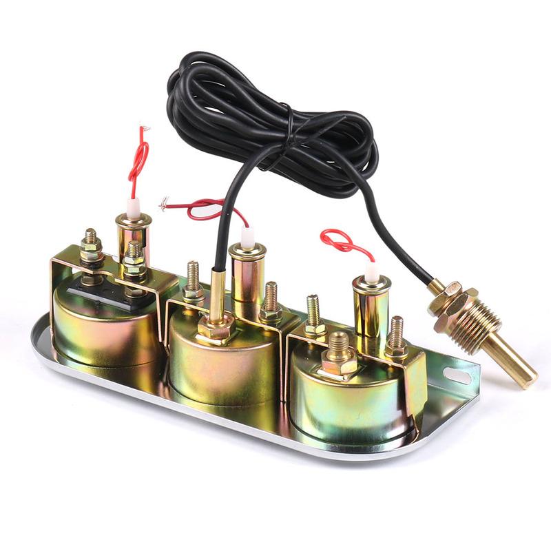 Triple Auto Gauge Set Oil Pressure Water Temp Amp Meter 2" Chrome Panel with White Face TT101324