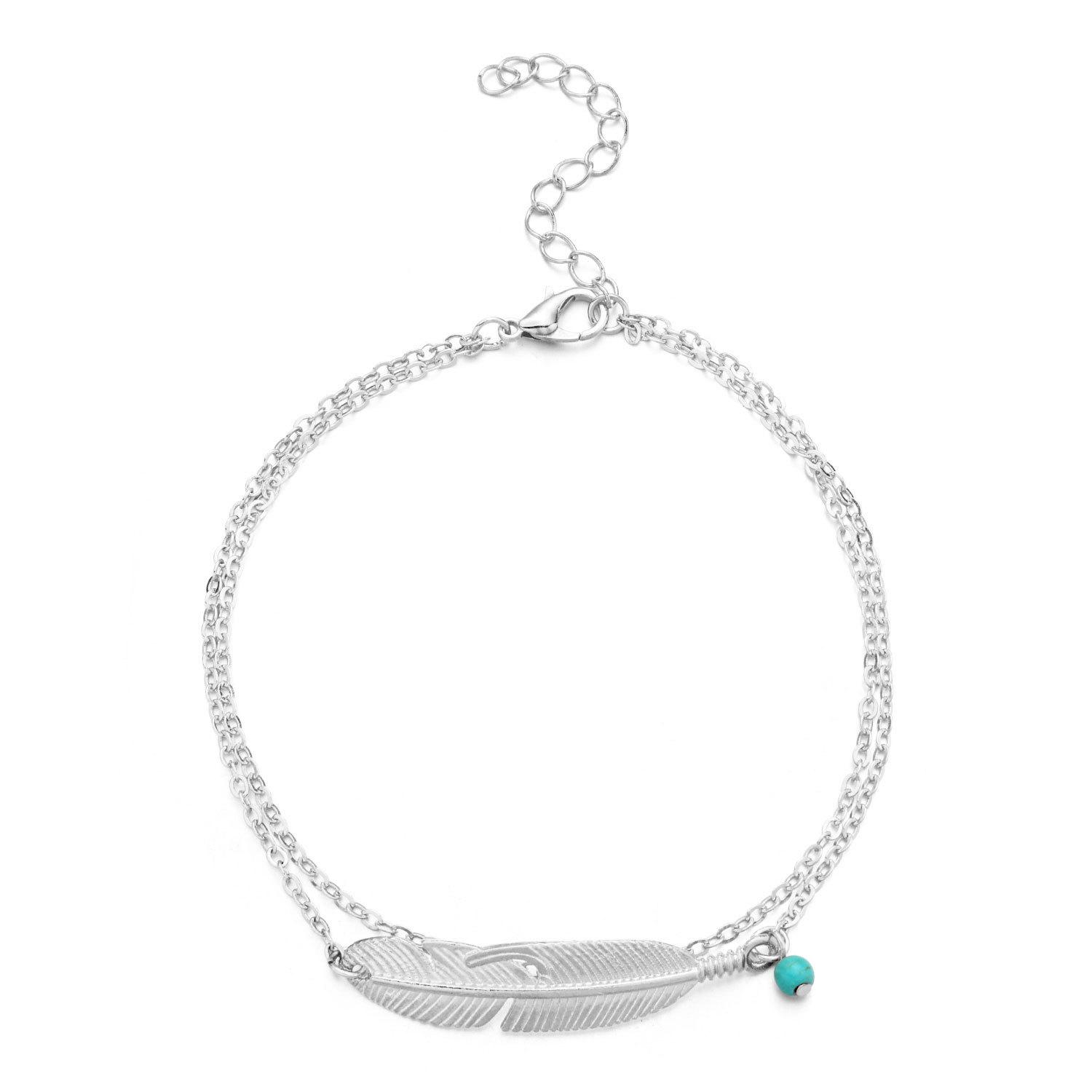 

Винтажный женский браслет на лодыжку с полыми листьями - ретро-бижутерия для ног на пляже серебряный