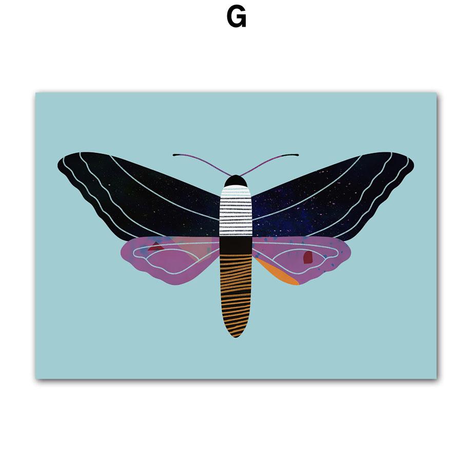 Butterfly Wall Art Ladybug Tiger Moth Beetle Feather Canvas Painting Nordic Poster Printing Wall Pictures Living Room Decoration