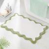 Luxury Cute Bathroom Rugs, White Bath Mat W/Blue Scalloped Edge, Microfiber Aesthetic Trendy Funky Fun Preppy Rug