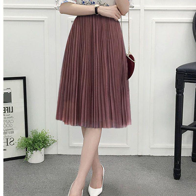 

2024 Новая юбка средней длины из плиссированной сетки с высокой талией M (Recommended 95-105 jin)