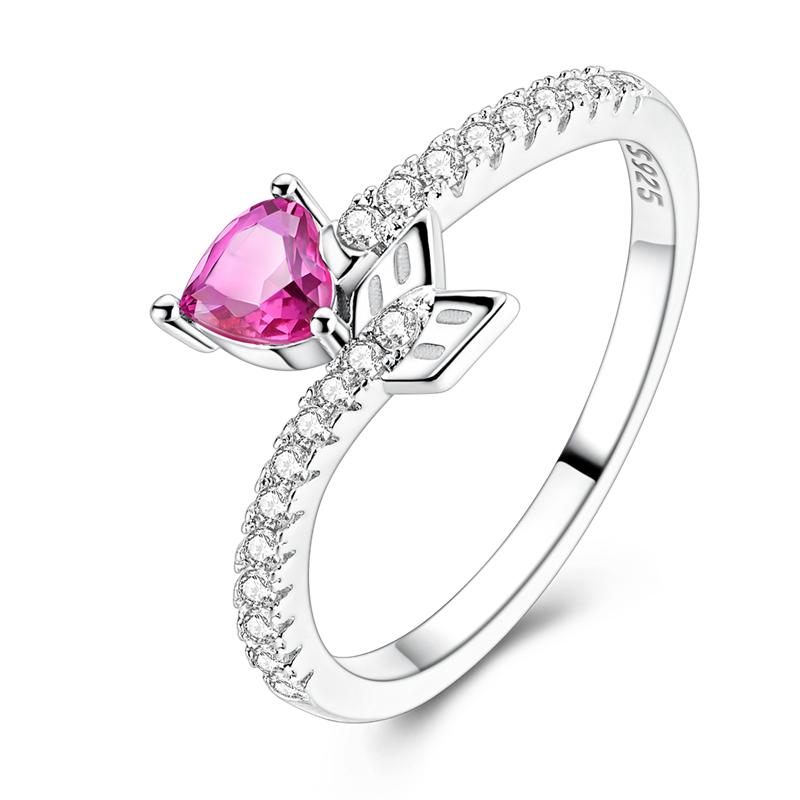 925 Silver Rings Sparking Purple White Pink Blue Zircon LOVE Wedding Ring Women Engagement Jewelry Anniversary Gifts