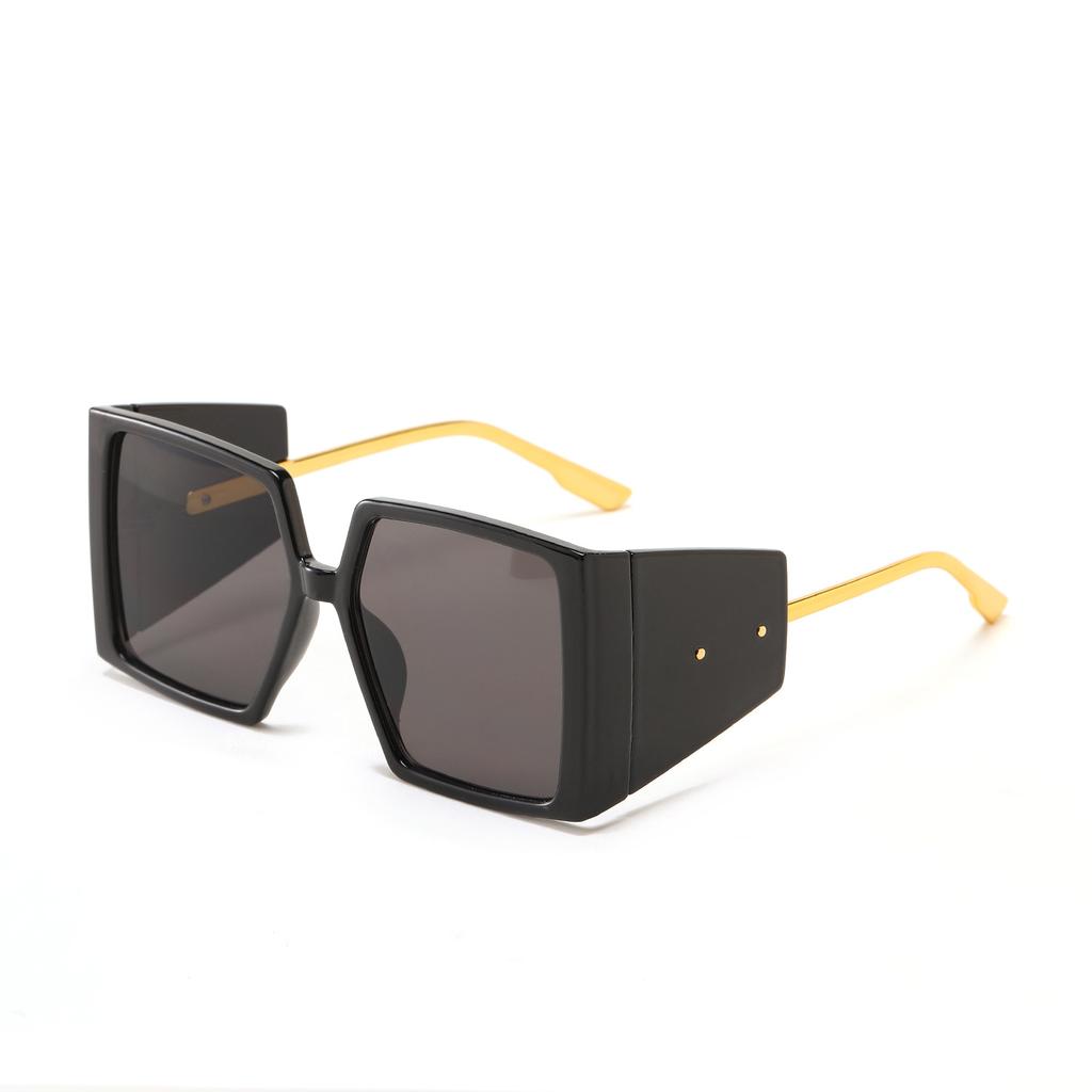 Glasses 2244 Square Large Frame Metal Glasses Legs Jelly-Colored Sunglasses Women, Sunglasses Men