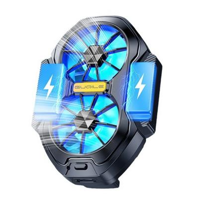 Dual Fan Rechargeable Mobile Phone Cooler Portable Game Heat Sink Air Cooling with Blue Light for Android IOS PUBG Game Cooler
