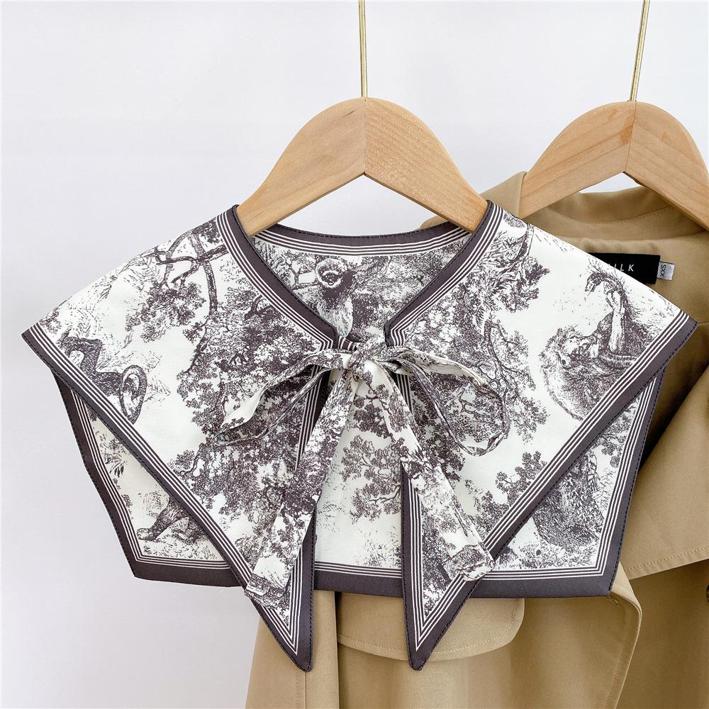 Silk Draped Women's Shoulder Scarf Shawl Collar with Neck Protection & Decorative Knotting