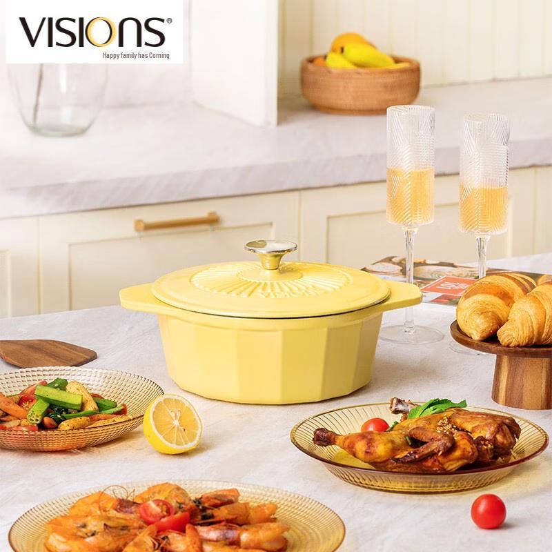 Corning VISIONS Crystal Glaze Enamel Cast Iron Pot, 22cm