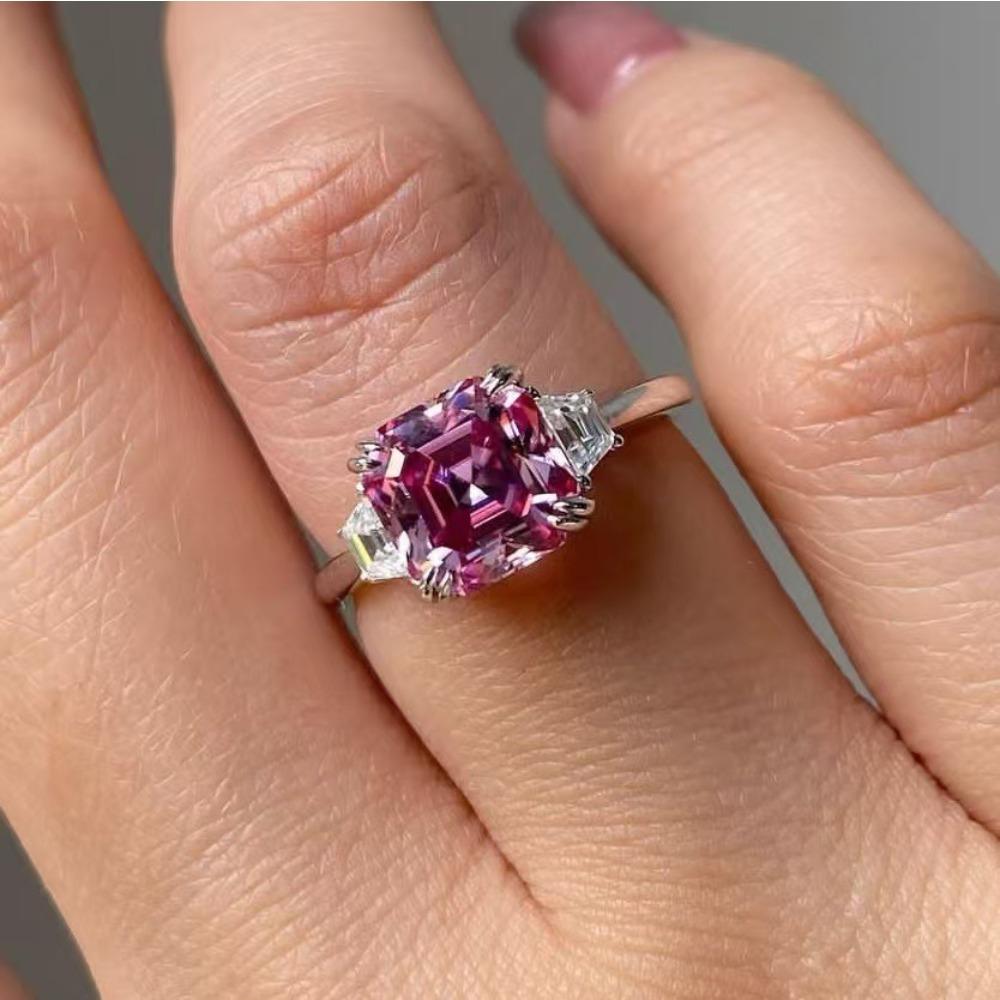 

Luxury Ins Internet Celebrity Jewelry Ring, Copper Diamond Women s Jewelry Pink Diamond No. 10