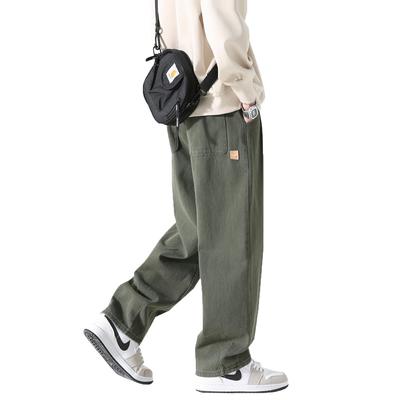 Olekei Sarouel Cropped Solid Adjustable Loose Plus Sizes Hakama Comfortable All Winter Men's Pants, Wide-Leg Pants, Length, Color, Drawstring,