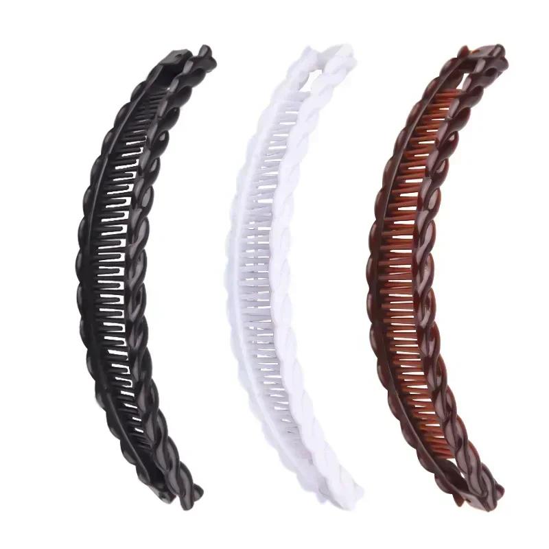 Solid Color Vintage Banana Hair Clip for Women Girls Wave Comb Hairpin Hair Style Tool Fashion Practical Hair Accessories New