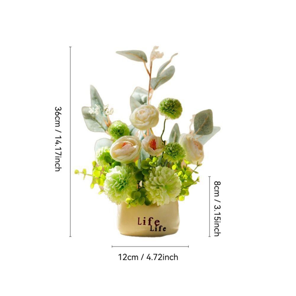 Hydrangea Artificial Flower Bonsai Ranunculus Maintenance-Free Green Grass Potted Photo Props Multicolor Desktop Ornament