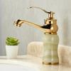 Gold Faucet Wall Mount Bathroom Washbasin Sink Faucet Brass Jade Crystal Cold Hot Mixer Taps Torneira ZR251